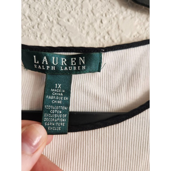 Lauren Ralph Laurn Women Basic White Top 1x - Picture 3 of 6